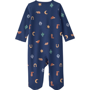 <b>Cute</b> Printed Footie Romper for Baby Girls with Snap Closure and Applique Feet Full Sleeve O-Neck Unisex Full-Season Wear - Product Image 4