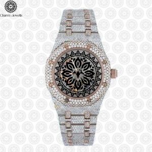 Montre de luxe Charm Jewells en acier inoxydable, boîtier carré de 40 mm, mouvement mécanique analogique, mode masculine, accents de diamants, 10 bars - Product Image 1
