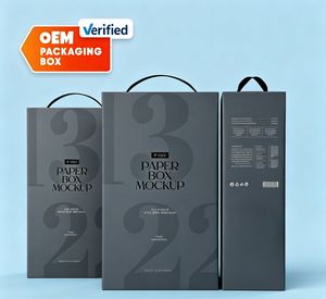 Luxury Custom Two <b>Bottle</b> Wine Gift <b>Box</b> with Magnetic Folding Structure and Handle Carry Design - Product Image 1