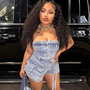 ชุดเซ็ตผ้าเดนิมคอตตอนสองชิ้นสำหรับผู้หญิง ราคาสมเหตุสมผล พร้อมแจ็คเก็ตครอปและกางเกงขาสั้นมีเข็มขัด สำหรับแฟชั่นลำลองน้ำหนักเบา - Product Image 5