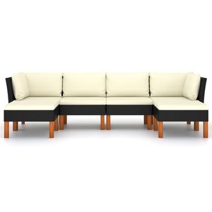 Ensemble de salon de jardin en rotin noir 6 places, mobilier d'extérieur au design contemporain, structure en osier - Product Image 3