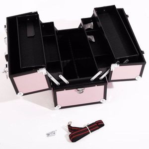 Valigetta SM 2083 in Lega di Alluminio Rosa per Trucchi e Gioielli, Organizzatore Cosmetico Ecologico Resistente all'Acqua con Manico - Product Image 2
