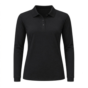 Women's Long Sleeve Solid Black for <b>Shirt</b> Casual Knitted Breathable Polyester/Cotton Canvas Full Sleeve Regular Length - Product Image 1