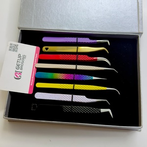 GETUP BROSONS IMPEX – Pince à épiler de précision en acier inoxydable à pointe lisse 10 mm pour extensions de cils, embouts droits et courbés à 90/45 degrés - Product Image 4