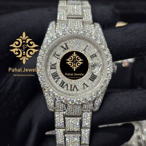 Reloj Mecánico con Incrustaciones de Diamantes, Esfera Cuadrada, Correa de Pulsera, Visualización de Fecha con Números Romanos, Estilo Joyería - Product Image 1
