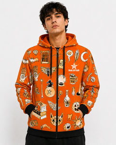 Wholesale <b>Halloween</b> Orange Premium Quality Fabric Sublimation <b>Hoodie</b> Custom Printed Pullover Sweatshirt Private Label OEM ODM - Product Image 3