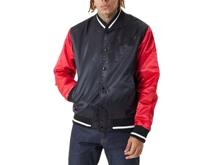 Haute qualité hommes décontracté université sport Satin Bomber veste Letterman brodé avant boutons fermeture à glissière toile tissu - Product Image 1