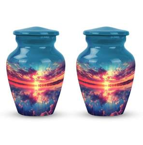Urnas para Cenizas Humanas con Diseño de Atardecer sobre el Agua, Urnas Metálicas para Cenizas de Adultos, Urnas Funerarias Personalizadas para Cenizas de Mamá, Urna Conmemorativa - Product Image 3