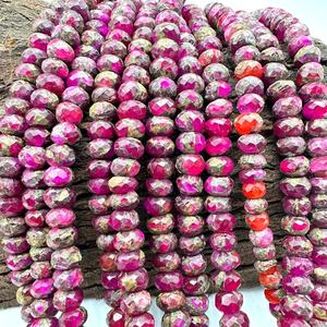 ลูกปัดทองแดงเทอร์ควอยซ์เจียระไนขนาด8-10มม. พลอยสีเทอร์ควอยซ์แบบหลวมสำหรับทำเครื่องประดับ - Product Image 2