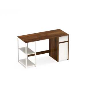 Escritorio para computadora Corbyn Brown Maple & Frosty con cajón y estantes para el hogar o la oficina, estudio y almacenamiento - Product Image 2