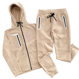 Conjunto Deportivo Unisex con Capucha, Color Sólido, Cierre Completo, Sudadera y Pantalones Casuales, Transpirable, de Poliéster, para Otoño, Talla Adulto - Product Image 6