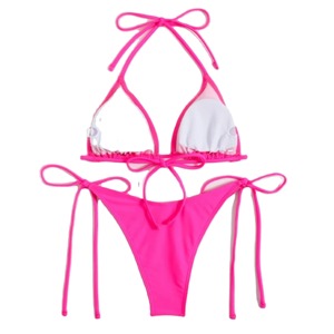 Traje de Baño Bikini de Dos Piezas con Logotipo Frontal y Estampado a Cuadros para Mujer, Marca Privada, Servicio OEM Personalizado, Secado Rápido y Transpirable - Product Image 2