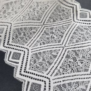 Encaje Elástico Floral Geométrico, Ligero, de Nailon y Spandex, Banda Elástica de 17.5cm, Encaje de Punto para Lencería, Vestidos y Bodas - Product Image 2