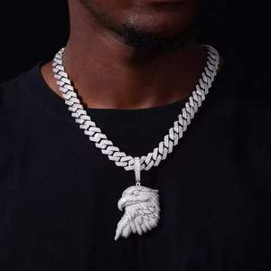 Colgante de Cabeza de Águila con Moissanita Iced Out, Chapado en Rodio, Plata 925, Estilo Hip Hop, Micro Pavé, para Collar Certificado - Product Image 3