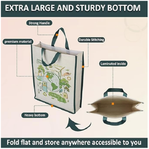 Bolsa de Lona de Algodón Elegante y Multiusos, Reutilizable, con Asas Resistentes para Compras, Comercio Minorista y Uso Diario - Product Image 1