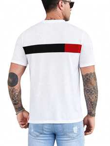 T-shirt pour homme en maille blanche à col rond et manches courtes, avec logo sur le devant, respirant, coupe classique - Product Image 3