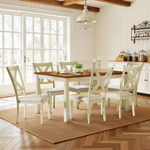 Ensemble de salle à manger Pindel Handicraft, 9 pièces, table rectangulaire en bois, chaises rembourrées à dossier croisé, mobilier moderne pour la maison - Product Image 3