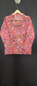 Ensemble de pyjama Jaipuri en coton floral corail vibrant, imprimé élégant, pour femmes, doux, pour l'été, l'automne et le printemps - Product Image 4