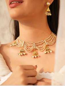 Elegante Juego de Collar con Borlas de Perlas de Imitación Chapadas en Oro para Mujer, Joyería de Boda - Product Image 4