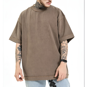 Custom Cropped Boxy Fit Oversized Heavy Weight 100% Cotton T-<b>Shirts</b> Blank Tee Wholesale Drop Shoulder - Product Image 2