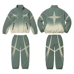 Wholesale Price Men Jogging Tracksuit Plain Poly Color Block Windbreaker Collar Jacket Zipper <b>Upper</b> Athletics Wear - Product Image 3