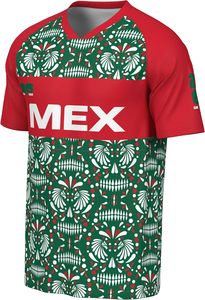 Maillot de sport personnalisé pour garçons, en coton imprimé, à manches courtes raglan, motif à carreaux sur le devant, pour équipe de Noël - Product Image 2