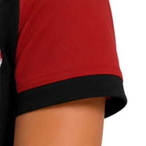 Ensemble de sport pour femme rouge et noir : T-shirt à demi-zip et short, séchage rapide, manches courtes, tenue de fitness, gym, tennis, personnalisable - Product Image 3