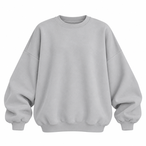 Sweat-shirt gris surdimensionné à col rond et épaules tombantes pour femme, vente en gros, vêtements vierges en vrac pour marques de mode USA, UK, Europe - Product Image 1