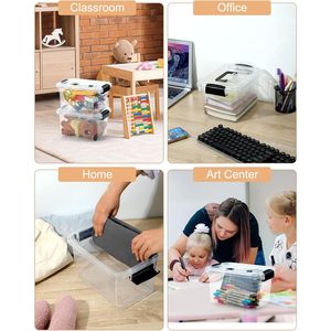 Set di 6 Contenitori di Plastica da 7 Quarti con Manici e Chiusure a Scatto, Pratici Contenitori con Coperchi - Product Image 5