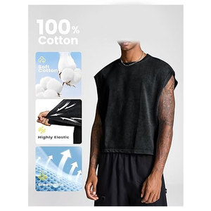 เสื้อยืดครอปผู้ชาย แขนโดลแมน ล้างสีแบบแอซิดวอช เสื้อกล้ามวินเทจทรงหลวม เสื้อพูลโอเวอร์ลำลอง แฟชั่นสตรีทแวร์ฤดูร้อน น้ำหนักเบา - Product Image 5