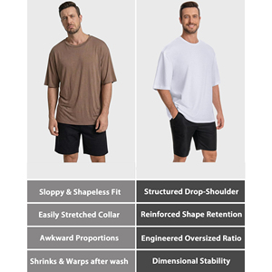Camiseta Holgada Oversize de Algodón Mezclado, Estilo Casual y Urbano, Manga Corta, Tejido Pesado, Cómoda y Elegante - Product Image 6