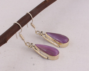 Wholesale Natural Charoite <b>Earrings</b> 925 Sterling <b>Silver</b> Vintage Style Jewelry Supplier Luxury Purple Gemstone <b>Drop</b> <b>Earrings</b> - Product Image 5