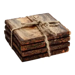 Eco Friendly Modern Custom Wooden <b>Coaster</b> Set Bohemian Design Non-Toxic 10mm Thickness Hot Cold Drinks Handcrafted Premium Table - Product Image 4
