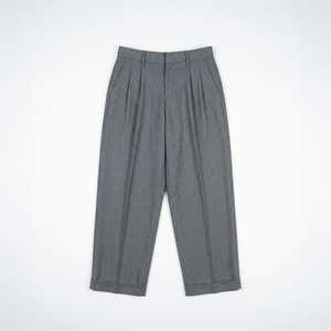 <b>Men's</b> Grey <b>Pinstripe</b> Pleated Wide Leg Formal Elastic Waist <b>Trousers</b> Wholesale OEM ODM Cuffed Hem Business Casual Bulk - Product Image 1
