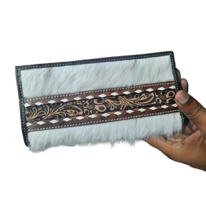 Cartera plegable de cuero genuino con herramientas intrincadas y conjunto de embrague de estilo vintage para mujer, pulseras de moda occidental para mujer - Product Image 1