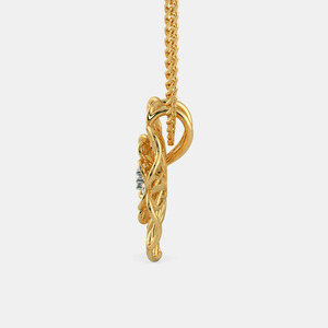 Yellow Gold Layered Floral Lab Grown Diamond Pendant Necklace - Product Image 5