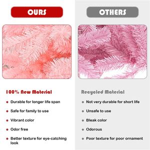 Albero di Natale Rosa 180 cm (6ft) con 1036 Rami Realistici, Albero in PVC per Esterni, Ideale per un'Atmosfera Festiva Personalizzata - Product Image 5