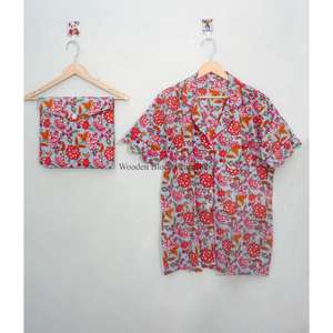 Conjunto de Pijama Clásico Vintage para Mujer, 100% Algodón, Cintura Elástica, Manga Corta, Tela Transpirable, Pantalones Cortos, Ropa de Dormir para Primavera/Otoño - Product Image 5