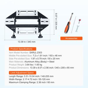 Plantilla flexible de aleación de aluminio para guía de orificios de bisagras de puertas de madera, para maquinaria de carpintería, para apertura de orificios y ranurado - Product Image 4