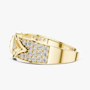 Anillo Unisex de Oro Amarillo con Diamantes Naturales de Corte Brillante Redondo, Estilo Clásico de Compromiso - Product Image 3