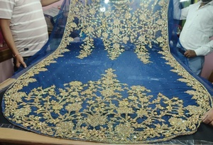 Accessoires de mariée somaliens en lin, broderie florale, manches longues, longueur cheville, pour fête - Product Image 4