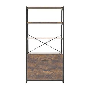 "Retro Industrial <b>Wood</b> <b>Bookcase</b> for Storage & Display" - Product Image 3