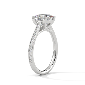 Anillo de compromiso de oro blanco de 14 quilates con diseño clásico de engaste de garra y corte princesa, joyería de lujo para propuesta de matrimonio, regalo para ella - Product Image 2
