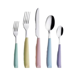 Juego de cubiertos de acero inoxidable con asas de metal de 4 cubiertos con acabado mate bien, productos aptos para lavavajillas, juegos de diseño simple - Product Image 3