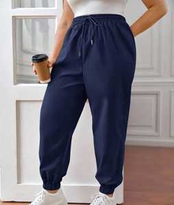 Pantalones Deportivos Casuales para Mujer, Transpirables, Bordados, Cintura Alta Elástica, Color Liso, con Bolsillos, Estilo Jogger - Product Image 2