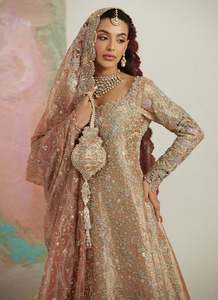 Modern Beaded Bridal Dress Long Sleeve Floor Length <b>Wedding</b> Gown with <b>Shawl</b> for Pakistani and Indian Women - Product Image 2