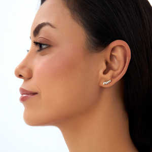 Trending 925 Sterling <b>Silver</b> 14K Gold Plated 14k Graduating Diamond Ear Climber <b>Studs</b> Moissanite Luxury 2026 Trendy <b>Earring</b> - Product Image 2