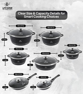 Ensemble complet d'ustensiles de cuisine antiadhésifs en granit avec couvercles, poignées de poêle amovibles, ensemble de cuisine pratique et luxueux - Product Image 2