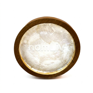 Shell Coaster Decorative <b>Mat</b> Coaster Round Table Pad for Home <b>Bar</b> Cafe Beverage Coaster Natural Teak Wood Handmade Home Decor - Product Image 1