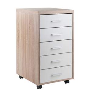 Organisateur d'armoire en bois récupéré et blanc à 5 tiroirs Kenner - Product Image 1